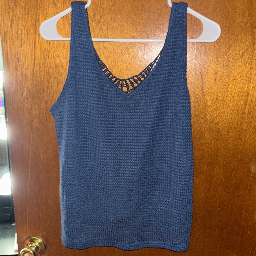 SHEIN Blue Ribbed Sleeveless Tank Top - Picture 4 of 6